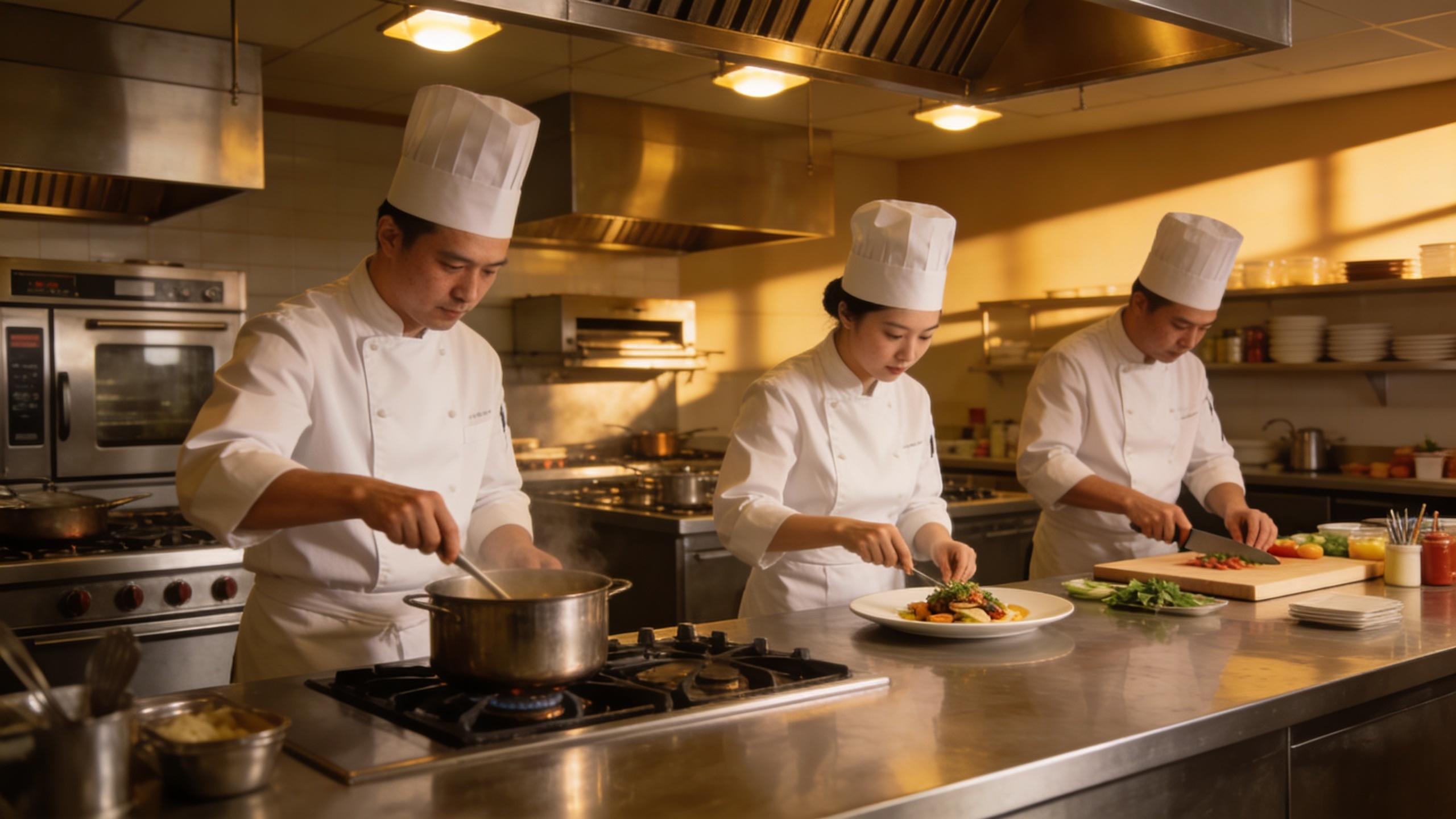 Professional culinary kitchen at L'École Culinaire